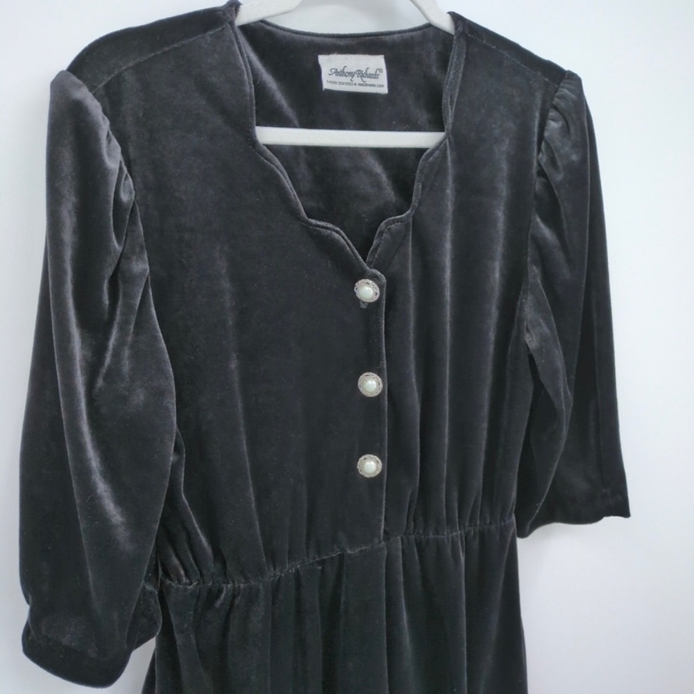 Vintage X Anthony Richards Women 10 Velvet Scalloped Dress Witchy Gothic - Picture 3 of 8